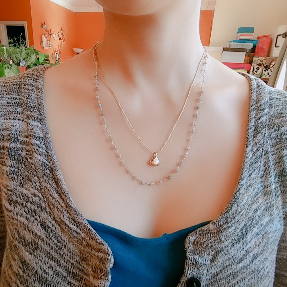 Gold plated necklace & gemstone necklace with size